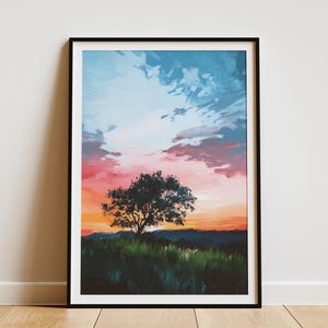Texas Hill Country Sunset Art Print Landscape Painting Poster Texas Wall Art Countryside Home Decor Nature Artwork Texas Sunset Poster