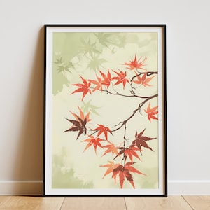 Japanese Maple Tree Poster Minimalist Art Print Botanical Wall Decor Mid Century Modern Nature Art