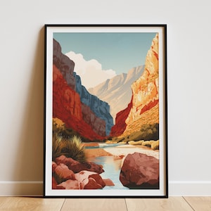 Big Bend Nationalpark Poster Druck Texas Reiseplakat Wüste Landschaft Kunst Südwesten Wanddekor Papierdruck Big Bend Art