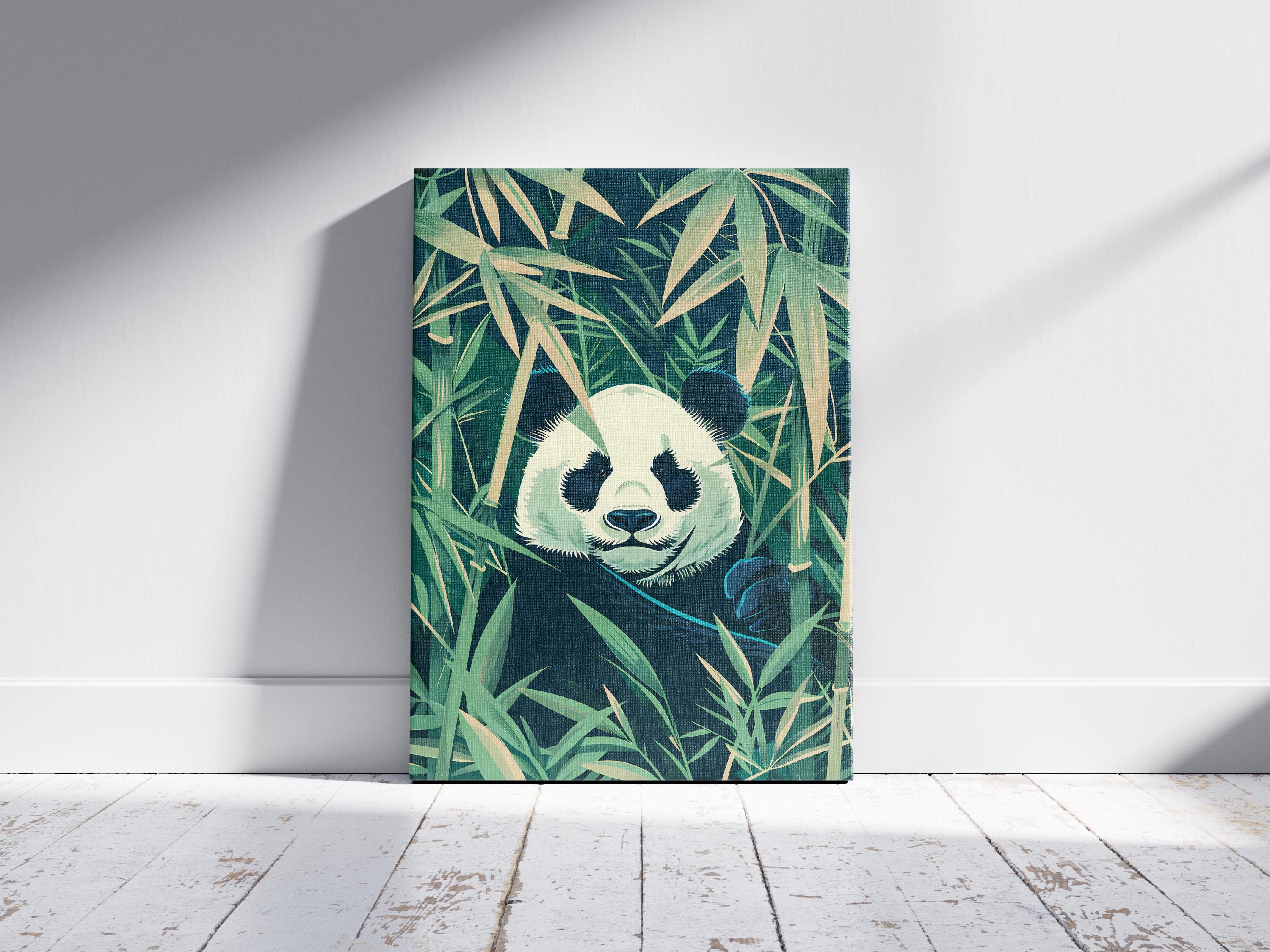 Panda in Bamboo Forest Poster Minimalist Animal Print Nature Art Wall ...