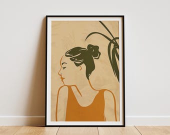 Minimalistische Frau Poster Abstrakt Line Art Print Boho Wand Dekor Mid Century Modern Home Decor