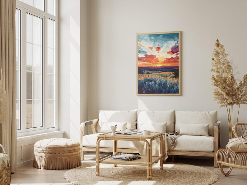 Impresión artística de paisaje al atardecer de Texas Hill Country, decoración de pared de Texas, impresión artística del suroeste, decoración del hogar de Texas, pintura al atardecer, póster, regalo de Texas imagen 4