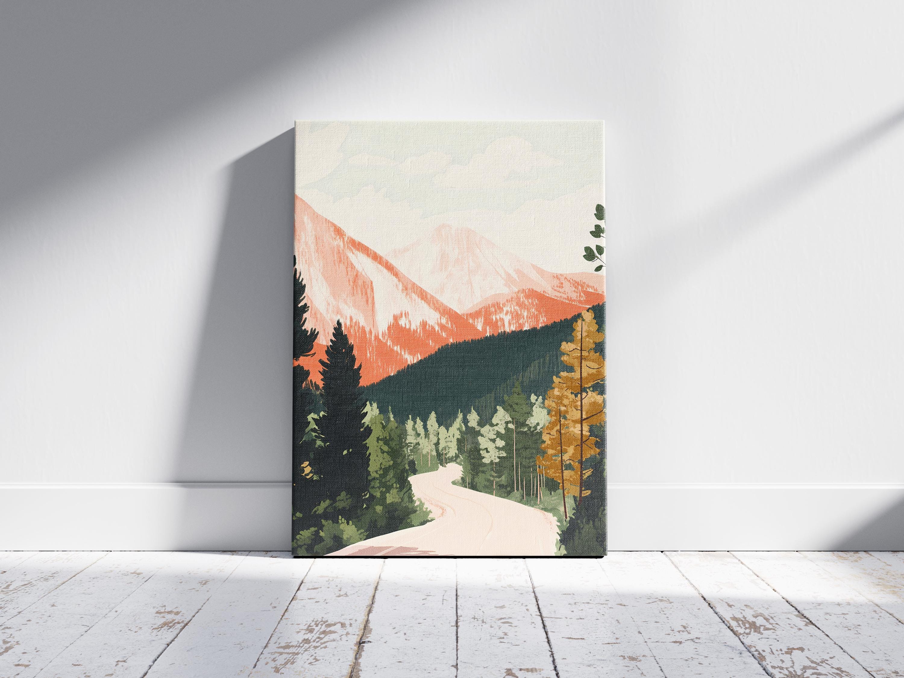 Mountain Road Poster Forest Art Print Winding Road Landscape Nature ...