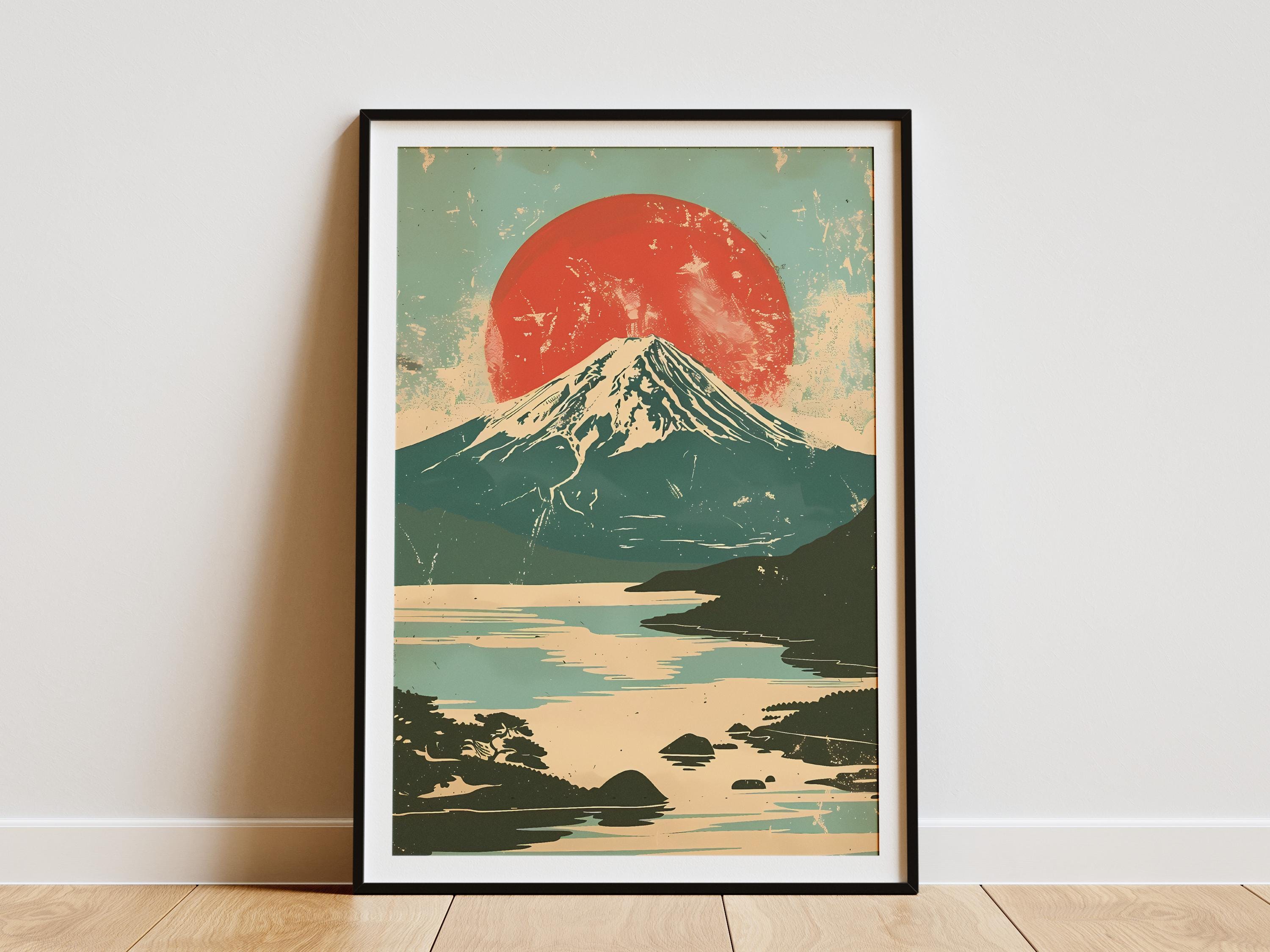 Mount Fuji Japan Poster Minimalist Art Print Vintage Travel Poster 