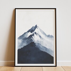 Minimalistisches Gebirge Kunstdruck Aquarell Landschaft Poster Japandi Stil Wand Dekor Schlichte Natur Wohnkultur Serene Berg Gemälde