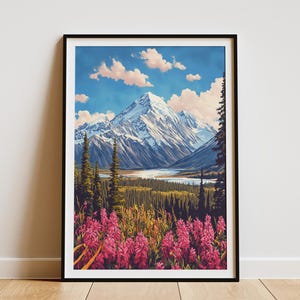 Denali National Park Poster Vintage Travel Art Print Alaska Mountain Wall Art Denali Print Home Decor Gift Idea National Parks Art Poster
