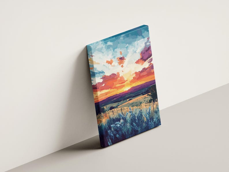 Impresión artística de paisaje al atardecer de Texas Hill Country, decoración de pared de Texas, impresión artística del suroeste, decoración del hogar de Texas, pintura al atardecer, póster, regalo de Texas imagen 3