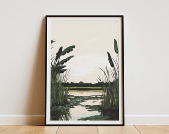 Everglades Nationalpark Poster Vintage Reise Kunstdruck Florida Everglades Wanddekor Einfache Natur Landschaft Kunst Everglades Souvenir Print