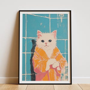 Impresión artística de gatito Ragdoll, bata de baño para bebé, póster de baño, decoración de pared de gato lindo, impresión artística divertida para mascotas, regalo para amantes de los gatos Ragdoll