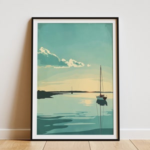 Póster de velero de la bahía de Chesapeake, impresión artística de paisaje de Maryland, póster de viaje vintage, decoración de pared náutica