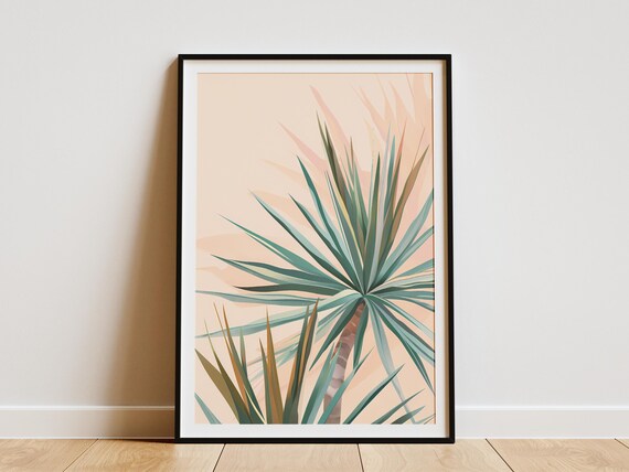 Minimalist Yucca Palm Plant Poster Boho Chic Tropical Art Print