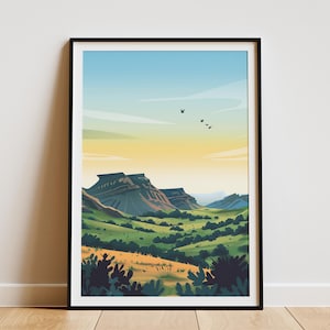 Oklahoma Wichita Mountains Landscape Poster Art Print Nature Wall Decor Home Decor