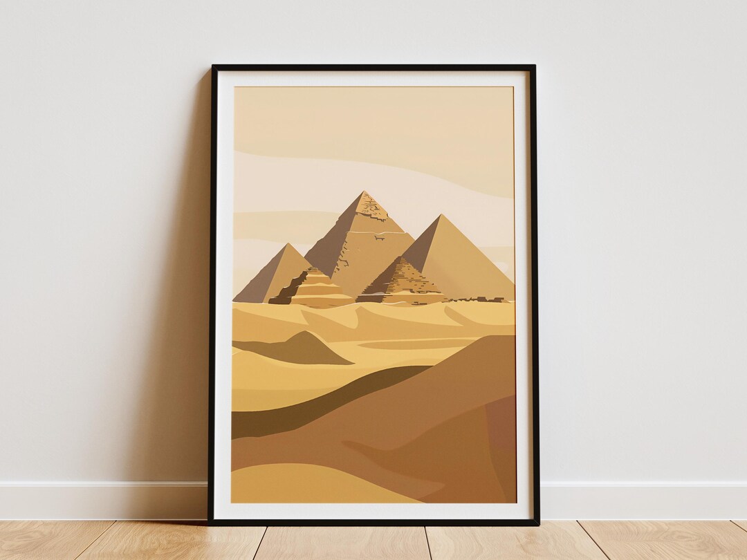 Giza Pyramids Poster Print Modern Egypt Art Beige and Brown Abstract ...