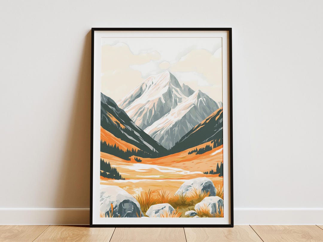 Mountain Peak Posterabstract Landscape Art Print Modern Minimalist Wall ...