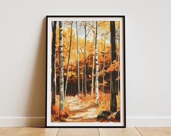 Vermont Fall Forest Poster Autumn Landscape Print Travel Poster Art Print Fall Foliage Art Vermont Vacation Home Decor Autumn Scenery Wall
