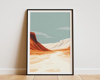 Farafra White Desert Egypt Illustration Poster Print Minimalist Modern Landscape Art Home Decor Travel Poster Gift for Egypt Lover