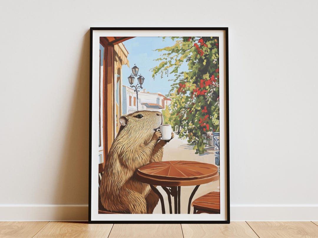Capybara Cafe Art Print Matisse Inspired Coffee Lover Gift Animal ...