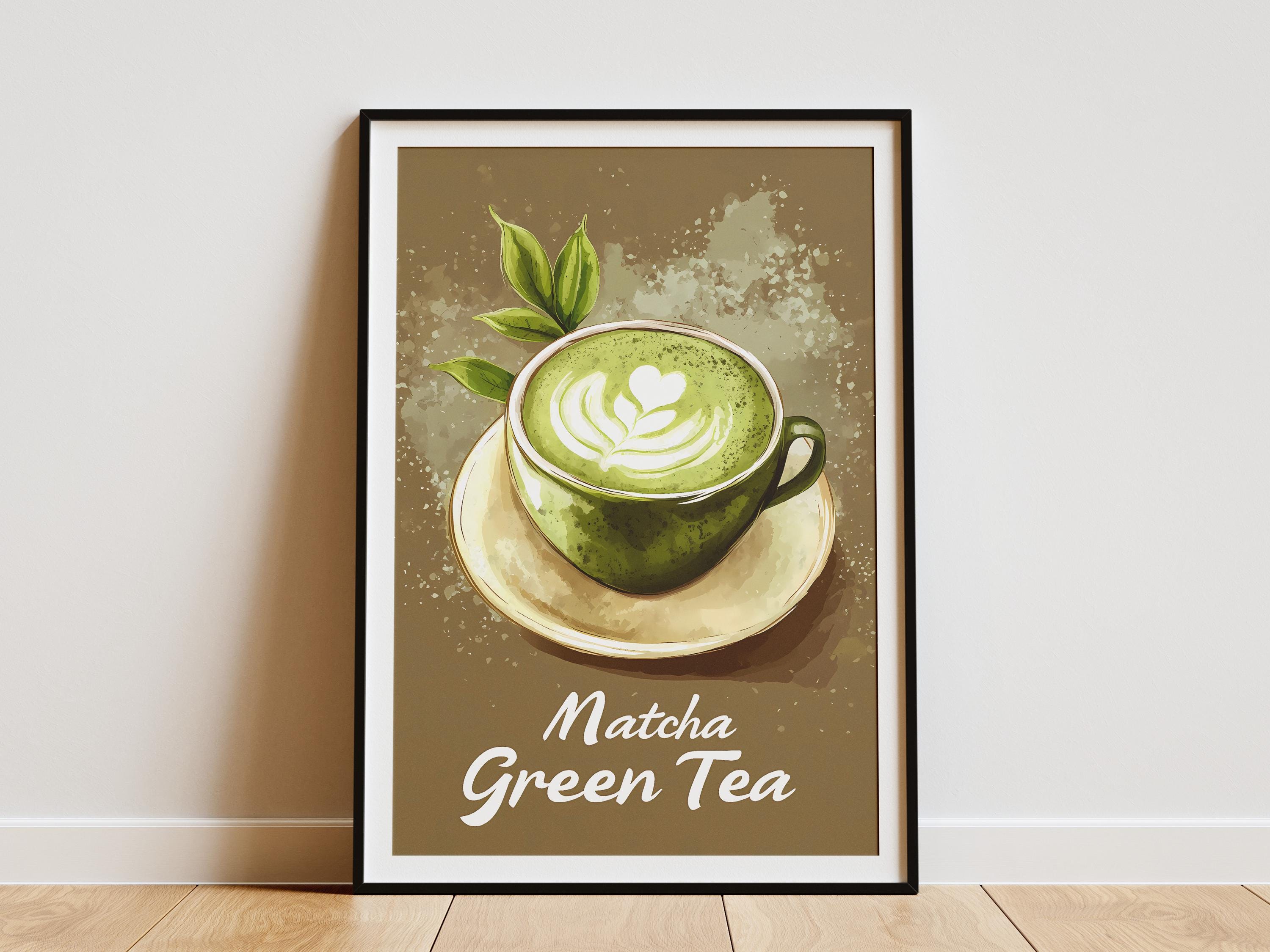 Matcha Green Tea Latte Poster Green Tea Drink Print Coffee Shop