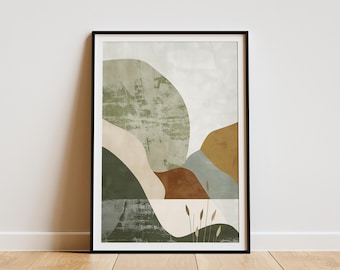 Abstract Minimalist Art Print Boho Wall Art Mid Century Modern Art Landscape Print  Wall Decor