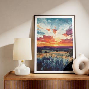 Impresión artística de paisaje al atardecer de Texas Hill Country, decoración de pared de Texas, impresión artística del suroeste, decoración del hogar de Texas, pintura al atardecer, póster, regalo de Texas imagen 2