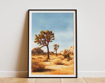 Joshua Tree National Park Poster Vintage Travel Poster Desert Landscape Art Print California Wall Art Southwestern Decor Adventure Home