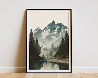 Grand Teton National Park Poster Wyoming Reisedruck Vintage Stil Wandkunst Landschaft Fotografie Berglandschaft Wohnkultur Geschenkidee USA
