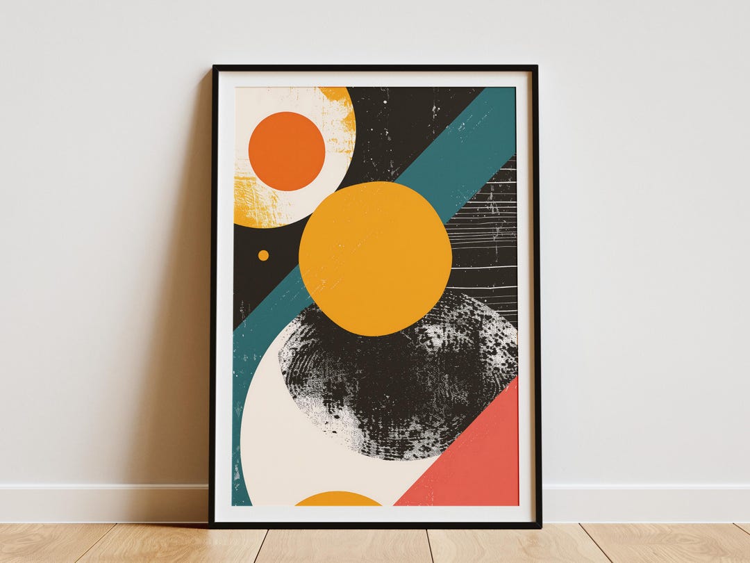 Minimalist Abstract Art Print Geometric Wall Decor Mid Century Modern ...