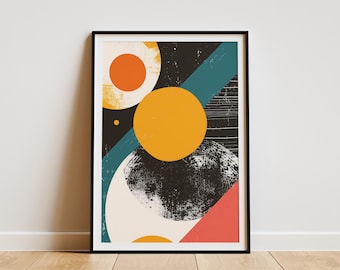 Minimalistyczny abstrakcyjny wydruk artystyczny Geometryczny wystrój ścienny Plakat ścienny Mid Century Modern
