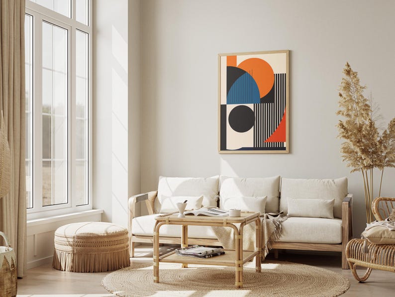 Abstract Geometric Wall Art Print Mid Century Modern Minimalist Poster ...