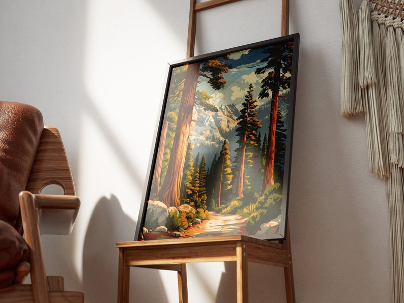 Sequoia National Park Poster Vintage Travel Poster Abstract Midcentury