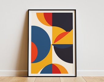 Mid Century Modern Geometric Abstract Wall Art Print Minimalist Art Poster Scandinavian Decor