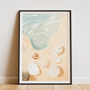 Seashell Tide Pool Beach Poster Küsten Sommer Ozean Wand Kunst Druck Boho Sommer Dekor Meer Kunstwerk Geschenk für Sie Strand Haus Dekor