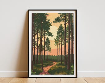 New Jersey Pine Barrens Poster Vintage Travel Poster Forest Nature Art Tree Poster Print