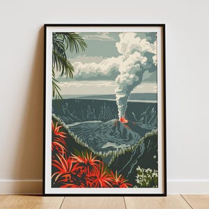 Hawaii Volcanoes National Park Poster Vintage Travel Poster Landscape Art Print Nature Art Hawaii Art