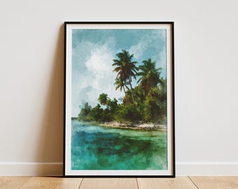 Biscayne National Park Travel Poster Vintage Style Art Print Florida Keys Wall Decor Tropical Island Landscape Vacation Home Decor Biscayne