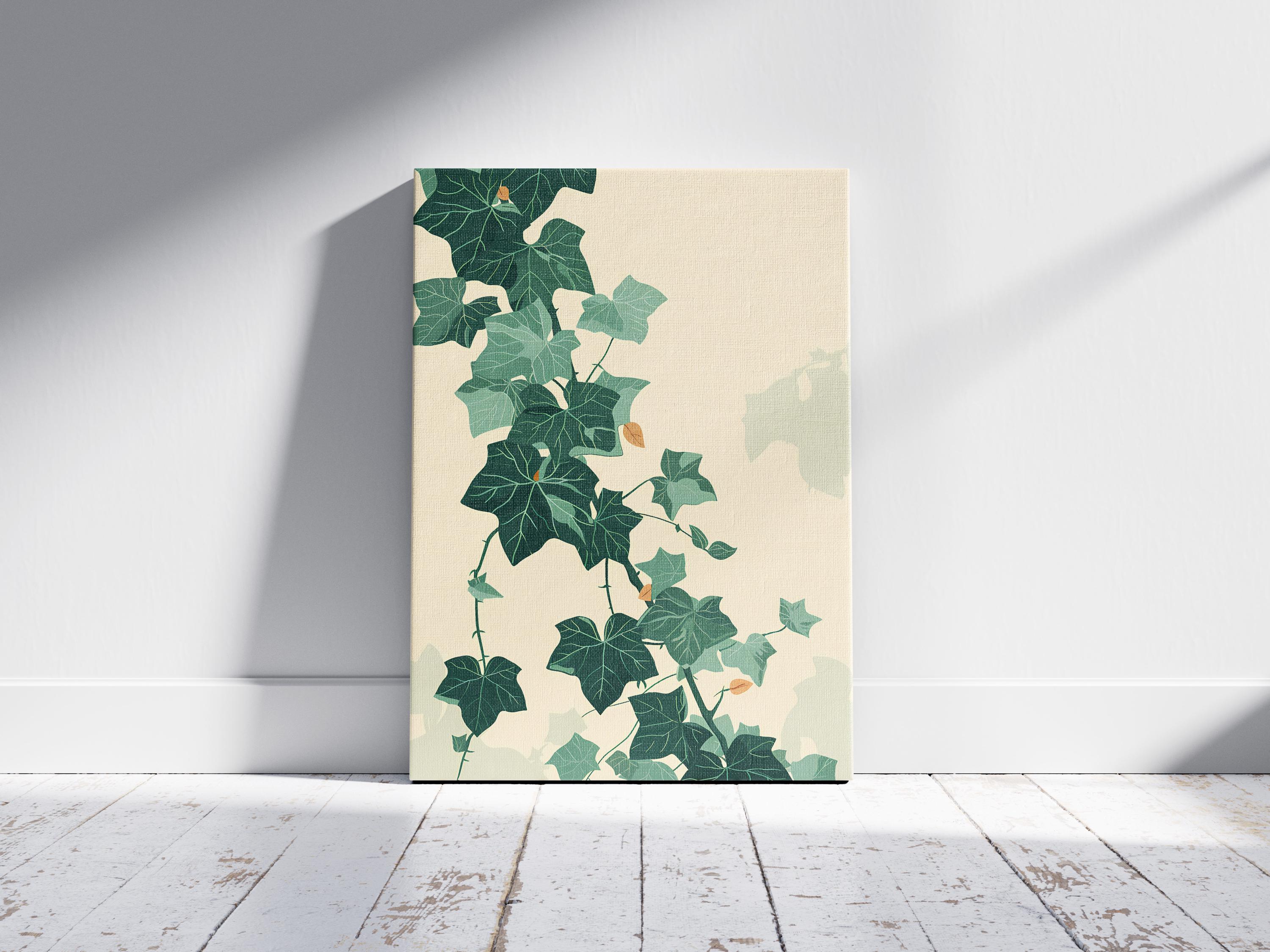 English Ivy Illustration Botanical Art Print Minimalist Green Wall