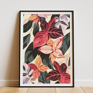 Tropical Leaves Print Boho Wall Art Minimalist Poster Modern Botanical Art Abstract Plant Print Home Decor