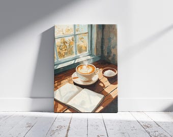 Cozy Coffee Shop Latte Art Poster Print Coffee Lover Gift Autumn