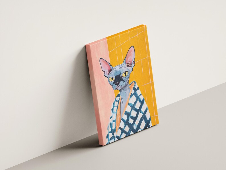 Sphynx Cat Art Print Bathroom Poster Quirky Home Decor Matisse Style ...