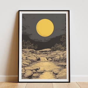 Hot Springs National Park Arkansas Poster Moonlit Scene Wall Art Print Vintage Style Arkansas Travel Poster Hot Springs Art Arkansas