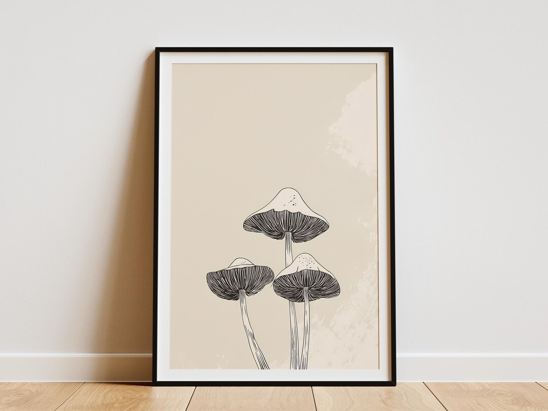 Minimalist Mushroom Botanical Wall Art Print Fungi Forest Nature Poster ...
