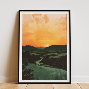 Texas Hill Country Sunset Art Print Landscape Poster Texas Wall Art Southwest Decor Texas Painting Home Decor Landscape Art Print