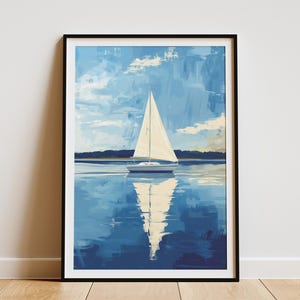 Chesapeake Bay Maryland Sailboat Poster Coastal Art Print Nautical Wall Art Vacation Home Decor Simple Travel Poster Maryland Gift
