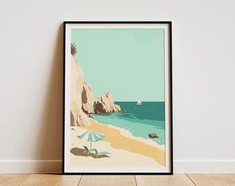 Bermuda Beach Poster Horseshoe Bay Beach Print Minimalist Bermuda Travel Art Print Vacation Home Decor Coastal Wall Art Summer Beach