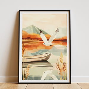 Stiller See Poster Nebliger Morgen See Art Print Stiller See Szene Wanddeko Modernes See Kunstwerk Natur Poster Ruhiger See Serene See