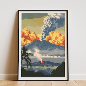 Hawaii Volcanoes National Park Poster Vintage Travel Poster Landscape Nature Art Print Hawaii Art