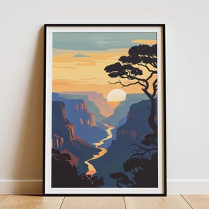 South Africa Canyon Sunset Poster Minimalist Landscape Print Art Modern Home Decor Travel Art Blyde River Canyon