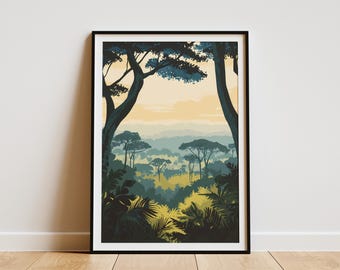 Salonga National Park Congo Africa Poster Print Botanical Jungle Landscape Wall Art Home Decor Travel Nature Scene