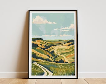 Kansas Flint Hills Landscape Poster Print Nature Art Travel Poster