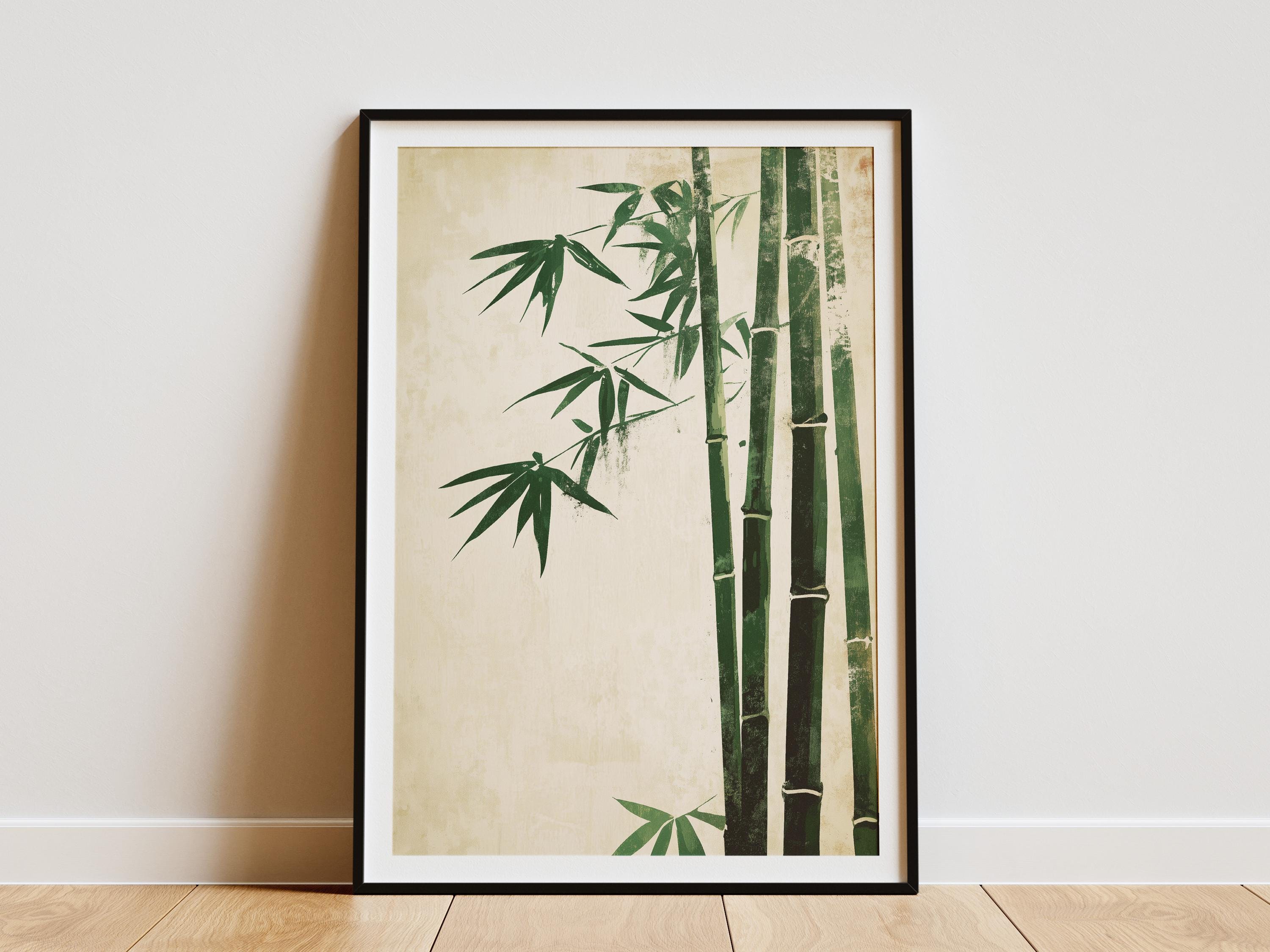 Minimalist Bamboo Art Print Mid Century Modern Simple Oriental Zen